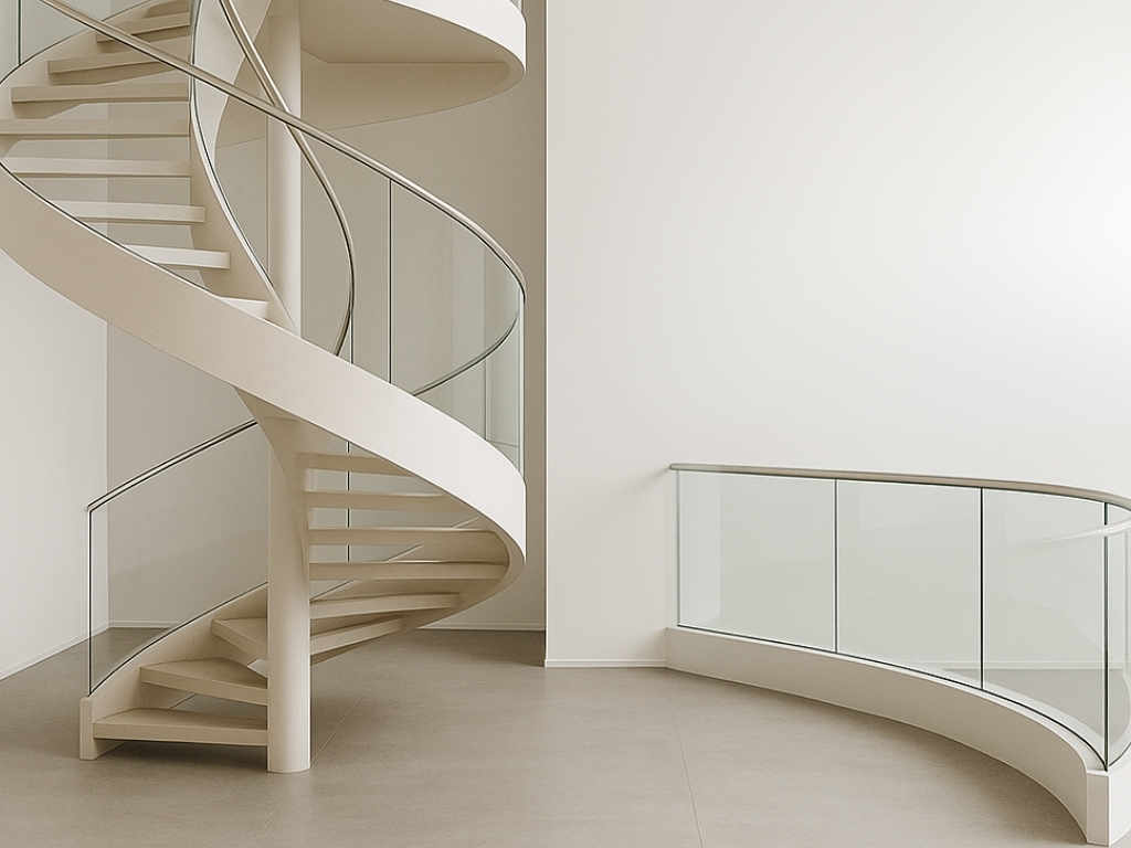 Enhance Your Home with Spiral Staircase and Curved Balconies